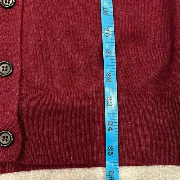 [XS]JCrew Cashmere Wool Blend Burgundy V Neck Button Sweater Cardigan-  NWOT - Picture 8 of 9